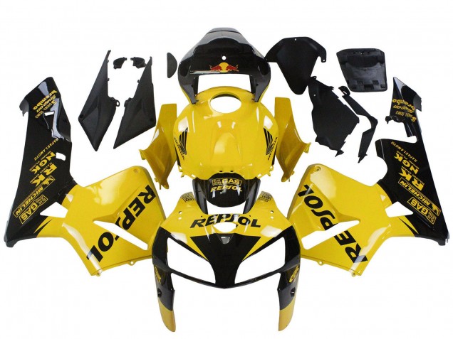 2005-2006 Honda CBR600RR Motorcycle Fairings - Yellow Black Repsol UK