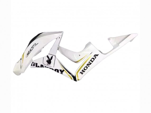 2007-2008 Honda CBR600RR Motorcycle Fairing - White Gold Glossy Black Playboy UK