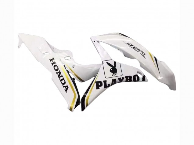 2007-2008 Honda CBR600RR Motorcycle Fairing - White Gold Glossy Black Playboy UK
