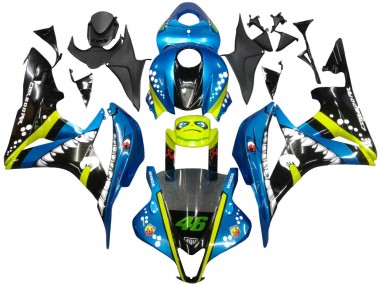 2007-2008 Honda CBR600RR Motorcycle Fairings - Green Yellow Glossy Black Shark 46 UK