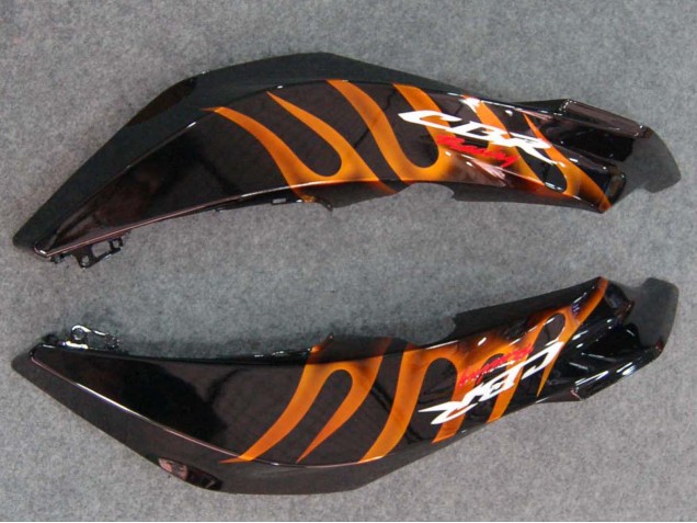 2007-2008 Honda CBR600RR Motorcycle Fairings - Glossy Black Orange Flame UK