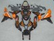 2007-2008 Honda CBR600RR Motorcycle Fairings - Glossy Black Orange Flame UK