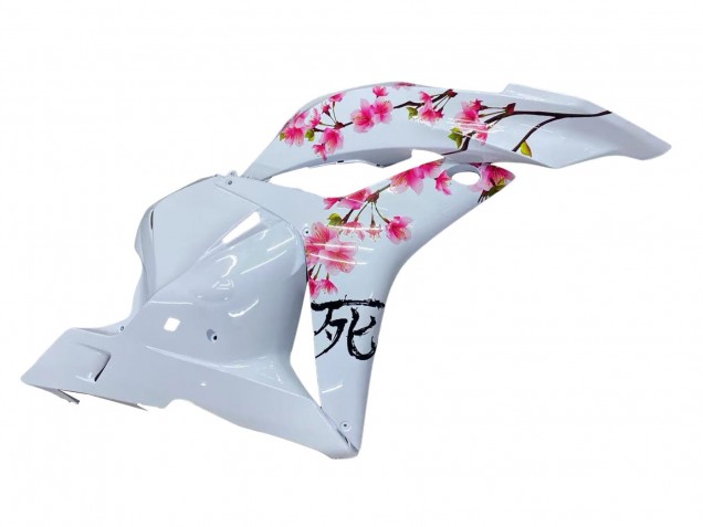 2009-2012 Honda CBR600RR Motorcycle Fairings - White Cherry Blossom Glossy Black UK