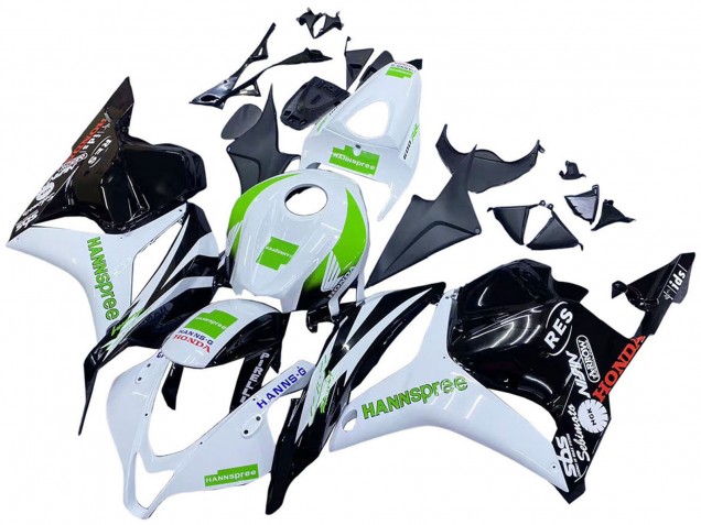 2009-2012 Honda CBR600RR Motorcycle Fairings - White Green Glossy Black Hannspree UK