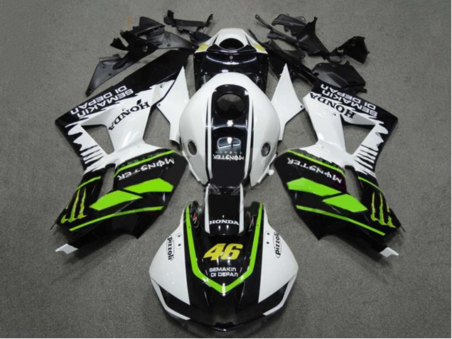 2009-2012 Honda CBR600RR Motorcycle Fairings - White Green Glossy Black Semakin Didepan Monster 46 UK