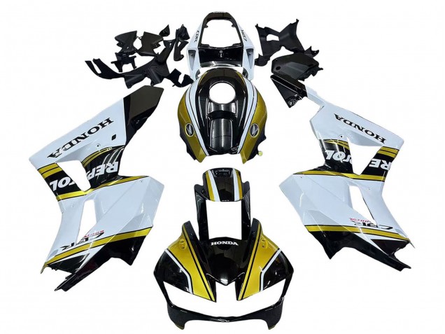 2013-2026 Honda CBR600RR Motorcycle Fairings - White Gold Glossy Black Repsol UK