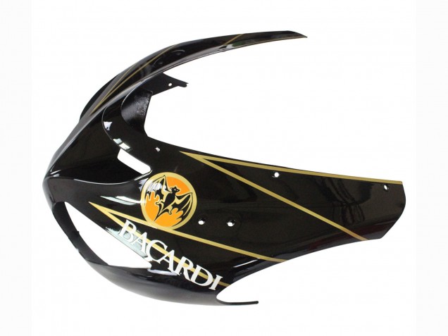 2006-2007 Kawasaki ZX10R Motorcycle Fairings - Black Red Gold BACARDI UK