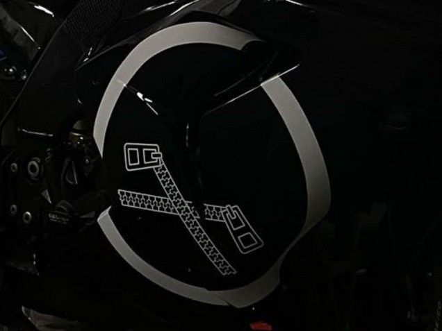 2006-2007 Kawasaki ZX10R Motorcycle Fairings - Glossy Black White Circle UK