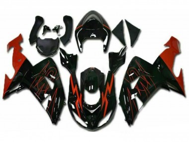 2006-2007 Kawasaki ZX10R Motorcycle Fairings - Glossy Black Red UK