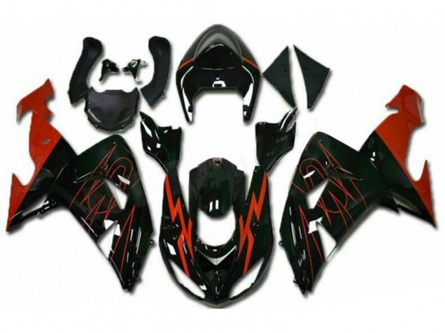 2006-2007 Kawasaki ZX10R Motorcycle Fairings - Glossy Black Red UK