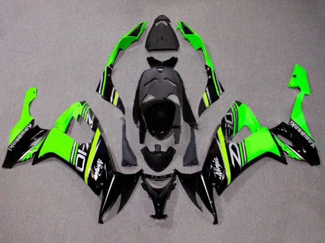 2008-2010 Kawasaki ZX10R Motorcycle Fairings - Green White Glossy Black UK