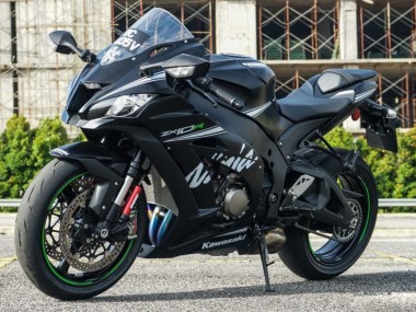 2011-2015 Kawasaki ZX10R Motorcycle Fairings - Matte Black White Green Snow Decal UK
