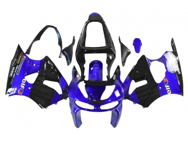 1998-1999 Kawasaki ZX6R Motorcycle Fairings - Blue Glossy Black Elf Bridgestone UK