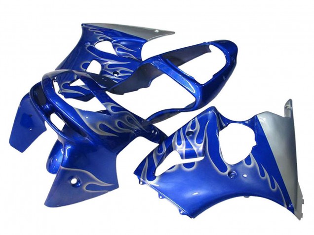 1998-1999 Kawasaki ZX6R Motorcycle Fairings - Blue Silver Flame UK