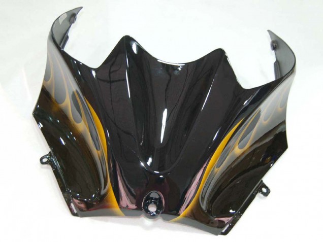 2006-2011 Kawasaki ZX14R ZZR1400 Motorcycle Fairings - Glossy Black Gold Flame UK