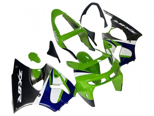 1998-1999 Kawasaki ZX6R Motorcycle Fairings - Green White Blue Silver Glossy Black UK