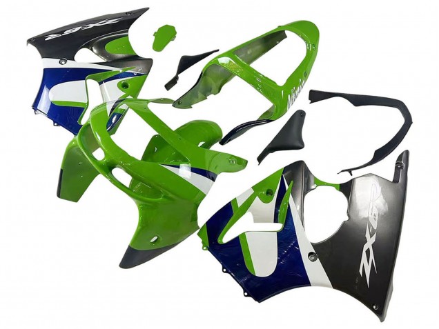 1998-1999 Kawasaki ZX6R Motorcycle Fairings - Green White Blue Silver Glossy Black UK
