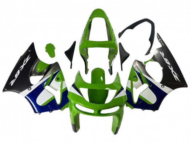 1998-1999 Kawasaki ZX6R Motorcycle Fairings - Green White Blue Silver Glossy Black UK