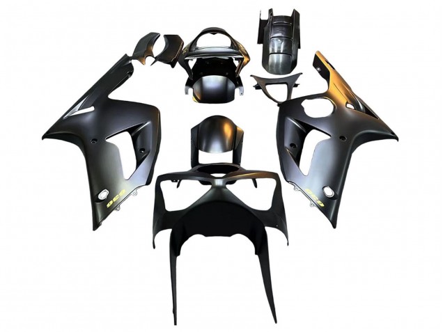 2003-2004 Kawasaki ZX6R Motorcycle Fairings - Matte Black Gold 636 UK