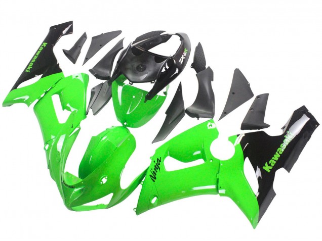 2005-2006 Kawasaki ZX6R Motorcycle Fairings - Green Black Ninja UK