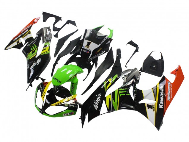 2009-2012 Kawasaki ZX6R Motorcycle Fairings - Green Glossy Black Yellow White Red Elf Monster UK