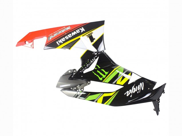 2009-2012 Kawasaki ZX6R Motorcycle Fairings - Green Glossy Black Yellow White Red Elf Monster UK