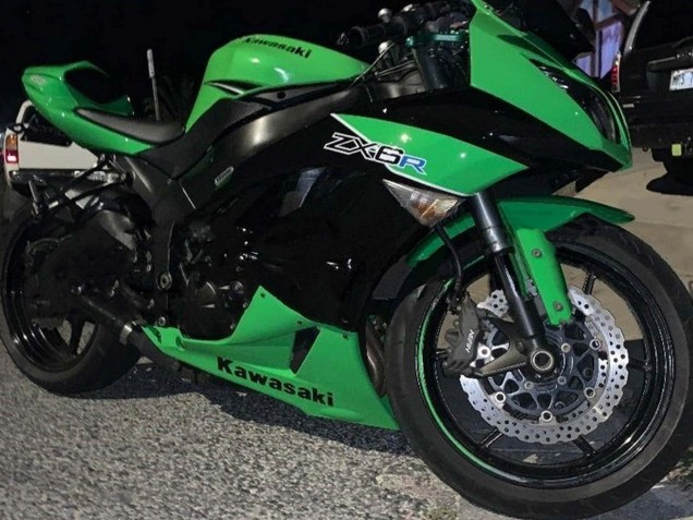 2009-2012 Kawasaki ZX6R Motorcycle Fairings - Green Glossy Black UK