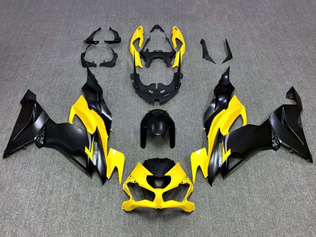 2019-2022 Kawasaki ZX6R Motorcycle Fairings - Yellow Matte Black UK