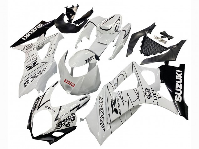 2007-2008 Suzuki GSXR 1000 Motorcycle Fairings - White Black Alstare Corona Motul UK