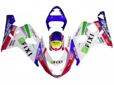 2004-2005 Suzuki GSXR 600 / GSXR 750 Motorcycle Fairings - White Blue Red Yellow Green Fixi UK