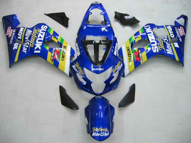 2004-2005 Suzuki GSXR 600 / GSXR 750 Motorcycle Fairings - Blue White Yellow Green Telefonica Motul MoviStar UK
