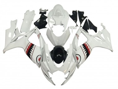 2006-2007 Suzuki GSXR 600 / GSXR 750 Motorcycle Fairings - White Red Black Shark UK