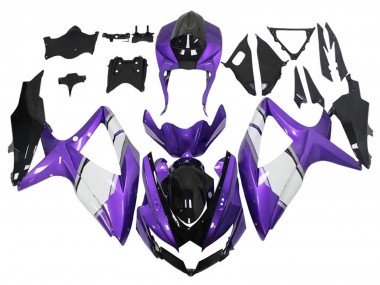 2008-2010 Suzuki GSXR 600 / GSXR 750 Motorcycle Fairings - Purple White Glossy Black UK