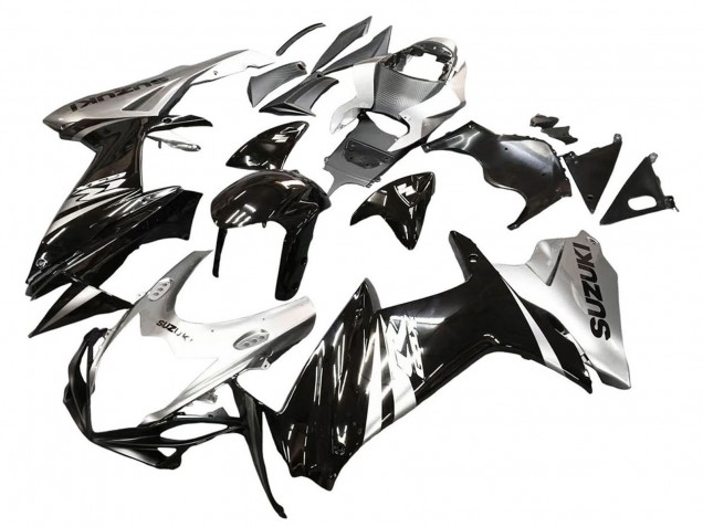 2011-2024 Suzuki GSXR 600 / GSXR 750 Motorcycle Fairing - Glossy Black Silver UK