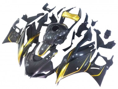 2019-2021 Yamaha YZF R3/R25 Motorcycle Fairings - Gold Black Carbon Fiber UK