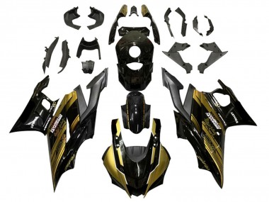 2019-2021 Yamaha YZF R3/R25 Motorcycle Fairings - Gold Glossy Black Semakin Didepan UK