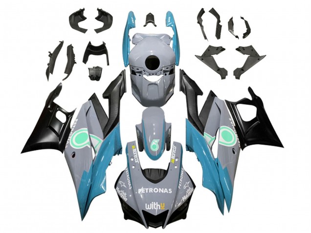 2019-2021 Yamaha YZF R3/R25 Motorcycle Fairings - Nardo Grey Blue Black Petronas UK