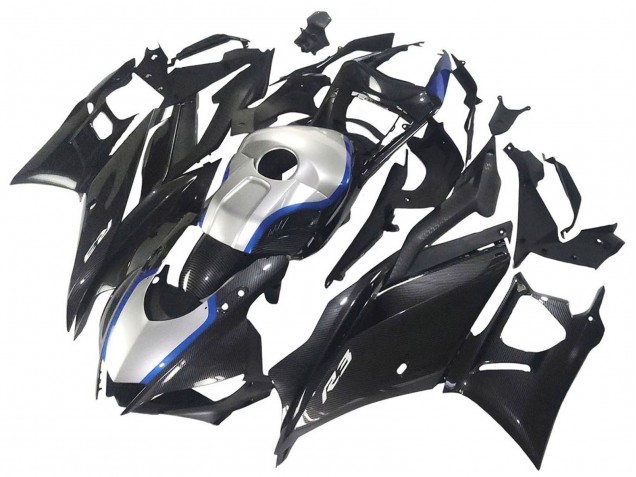 2022-2024 Yamaha YZF R3/R25 Motorcycle Fairings - Black Carbon Fiber Style Silver Blue UK