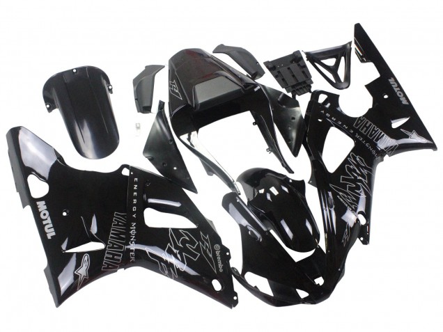 2000-2001 Yamaha YZF 1000 R1 Motorcycle Fairings - Glossy Black White Monster Motul UK
