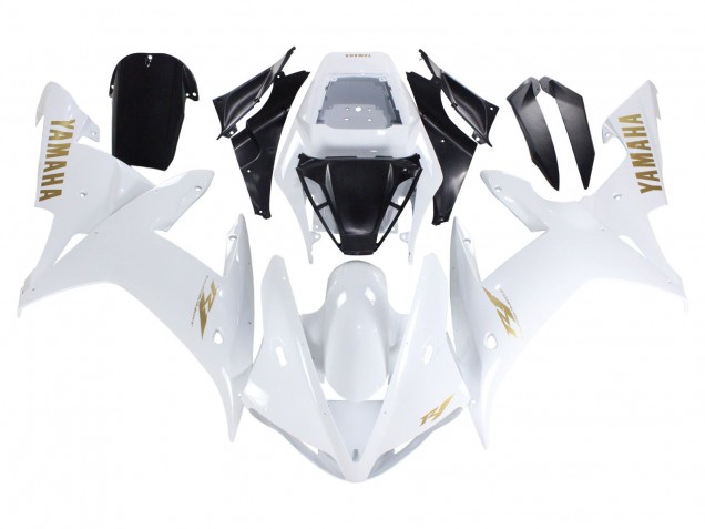 2002-2003 Yamaha YZF 1000 R1 Motorcycle Fairings - White Gold Decals UK