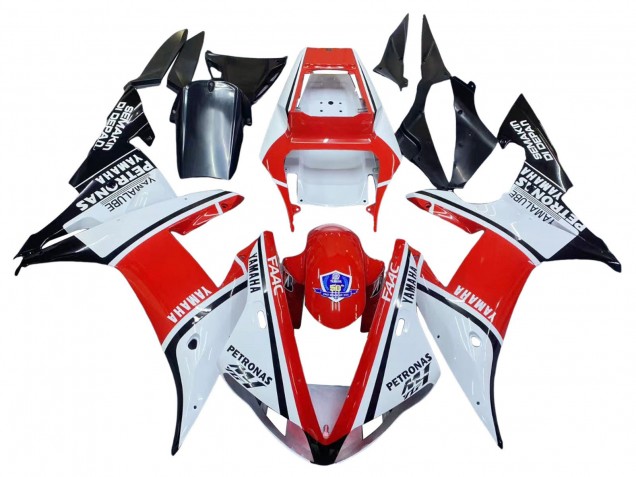 2002-2003 Yamaha YZF 1000 R1 Motorcycle Fairings - White Red Black Petronas UK