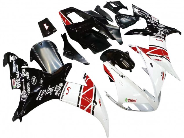 2002-2003 Yamaha YZF 1000 R1 Motorcycle Fairings - White Red Black Castrol UK