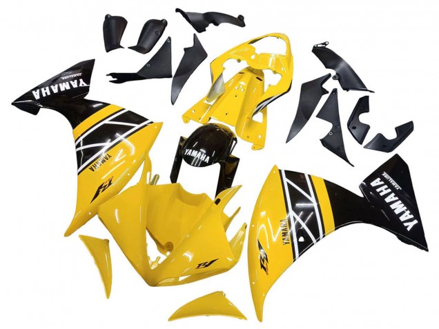 2009-2011 Yamaha YZF 1000 R1 Motorcycle Fairing Kits - Yellow White Black Stripe UK