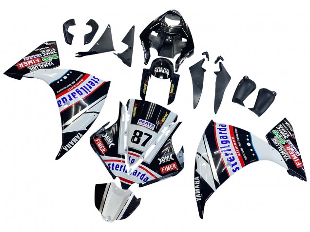 2012-2014 Yamaha YZF 1000 R1 Motorcycle Fairings - Glossy Black White Red Fimer Yamalube Sterilgarda 87 UK