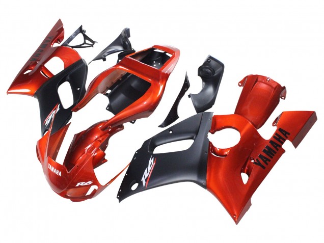 1998-2002 Yamaha YZF 600 R6 Motorcycle Fairings - Orange Matte Black UK