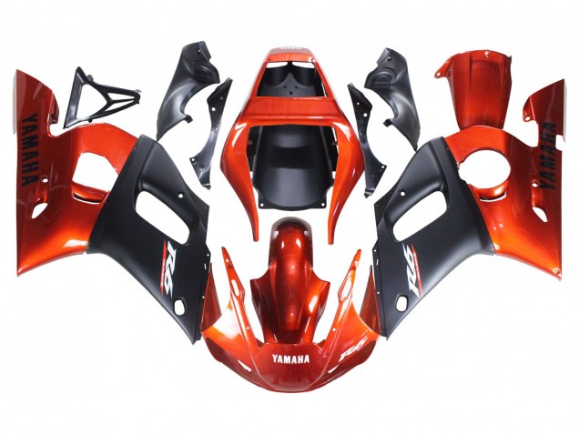 1998-2002 Yamaha YZF 600 R6 Motorcycle Fairings - Orange Matte Black UK
