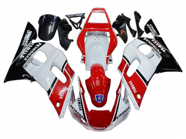1998-2002 Yamaha YZF 600 R6 Motorcycle Fairings - White Red Black Petronas Yamalube 50th UK