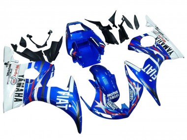 2003-2004 Yamaha YZF R6 Motorcycle Fairings - White Blue Fiat Motul Kastinee UK