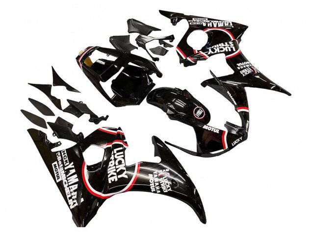 2003-2004 Yamaha YZF R6 Motorcycle Fairings - Glossy Black Red White Lucky Strike Motul UK