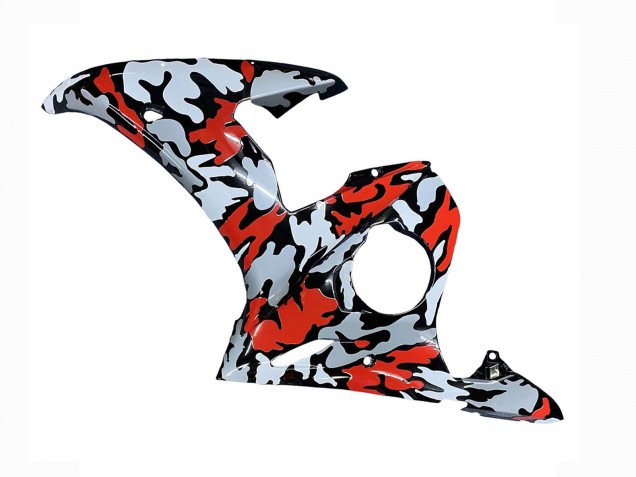 2003-2004 Yamaha YZF R6 Motorcycle Fairings - Black Red Grey Camouflage UK